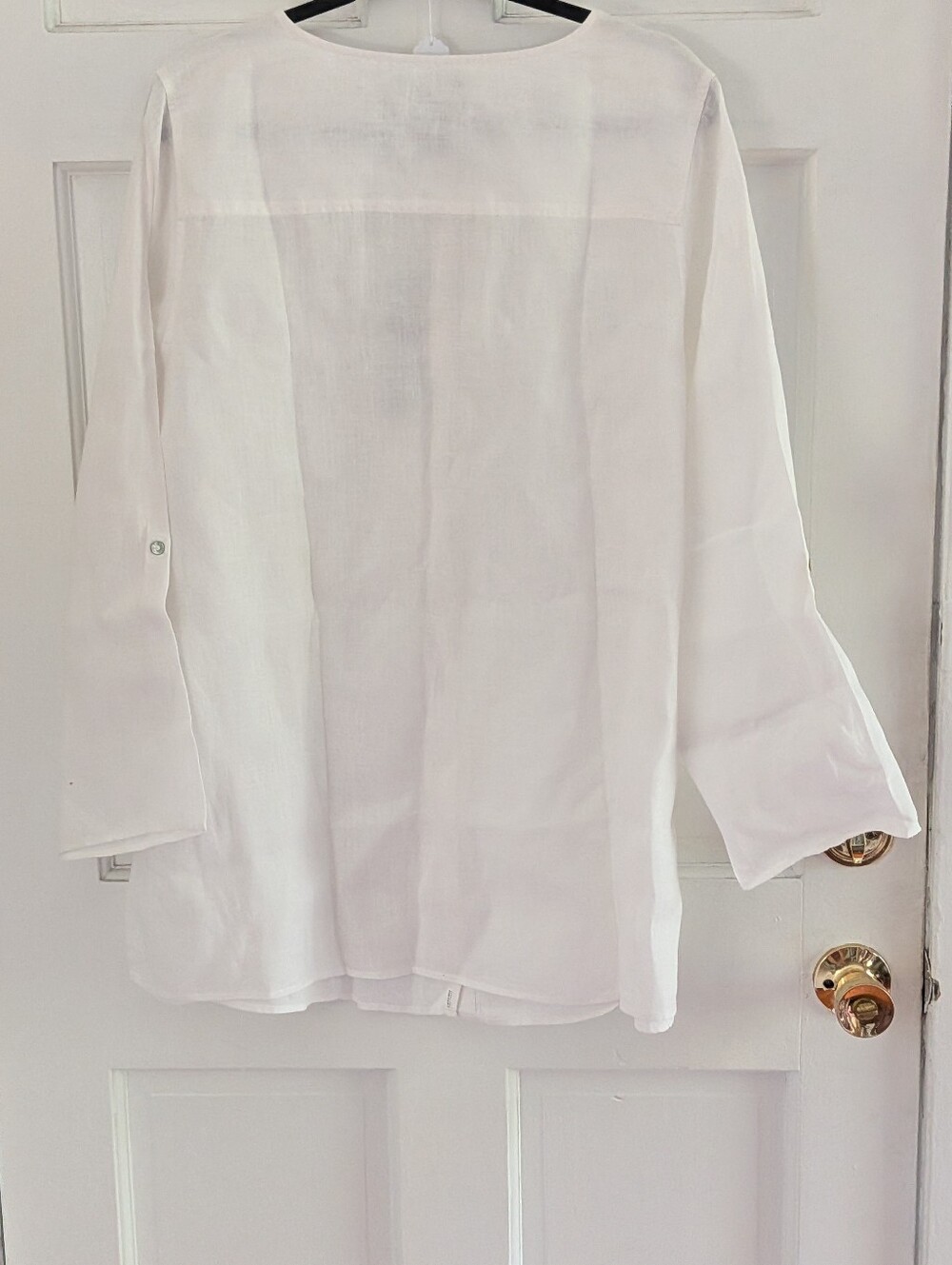 Tahari 100% Linen White Button Front Tunic Blouse Plus Size 1X NWT - Picture 5 of 5